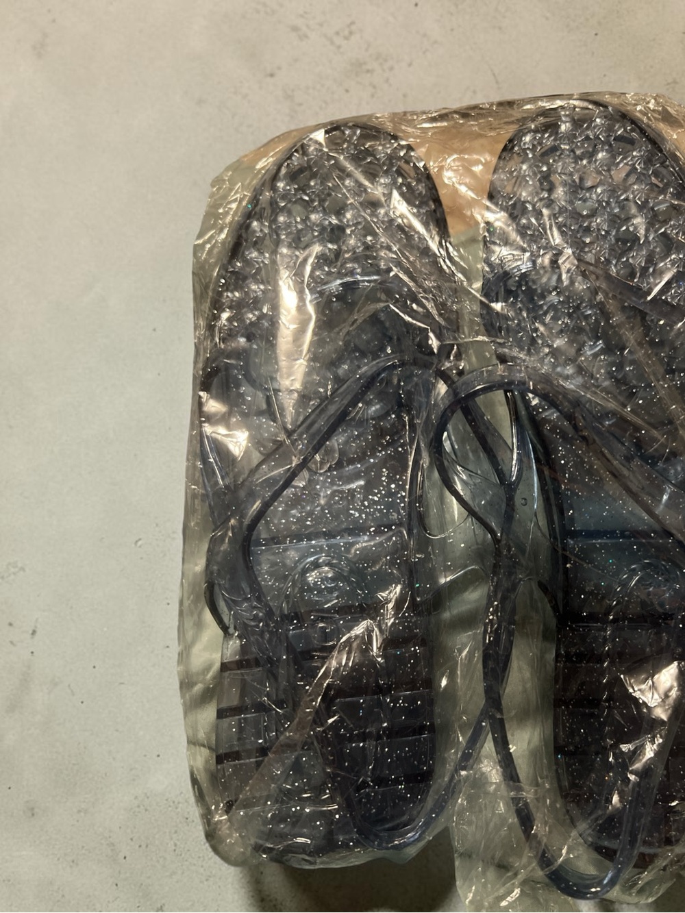 Clear Jelly Slide Sandals - Transparent Black